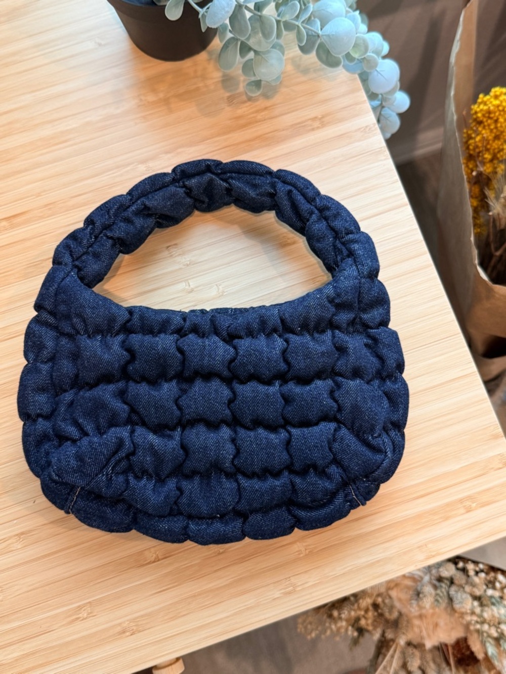 COS Quilted Denim Mini Cloud Bag